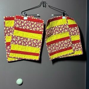 Red and Yellow Floral Handmade Quilted Placemats